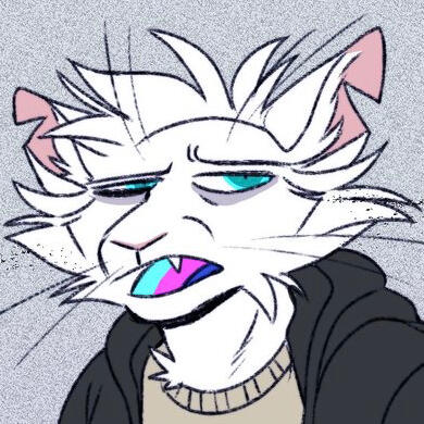 a very tired white cat